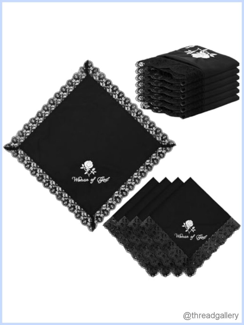 Lace Trim Satin Church Lap Scarf 6 Pack Knee Cover Wrap